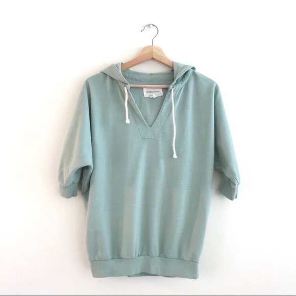 BCBGeneration Tops - BCBG Lt. Mint Short Sleeve Hoodie Sweatshirt